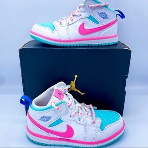 ❌SOLD❌Jordan 1 Mid White/Digital Pink Sneakers Toddler Size 10C